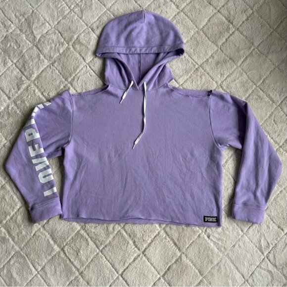 Victoria's Secret PINK | Lavender Cold Shoulder Hoodie | Size Large - Picture 4 of 15